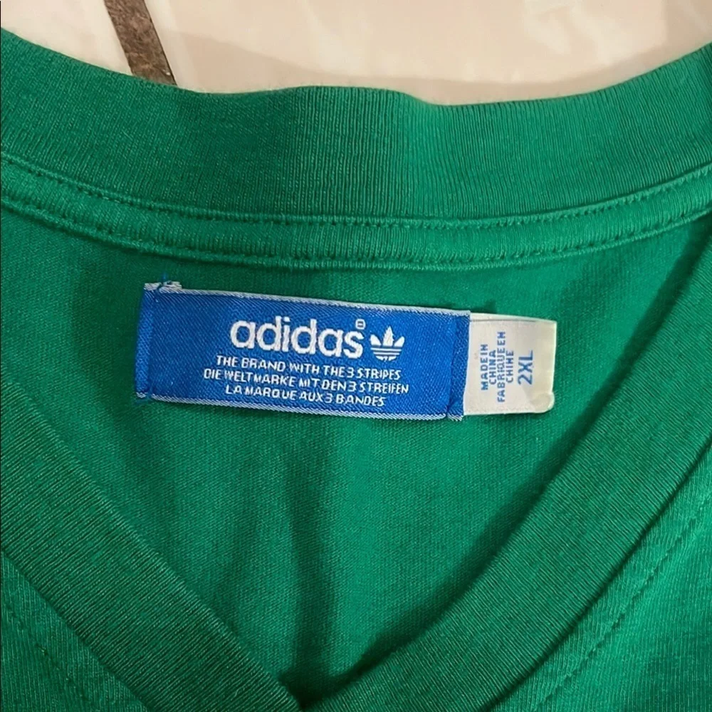 Adidas Men's Green V-Neck Shirt